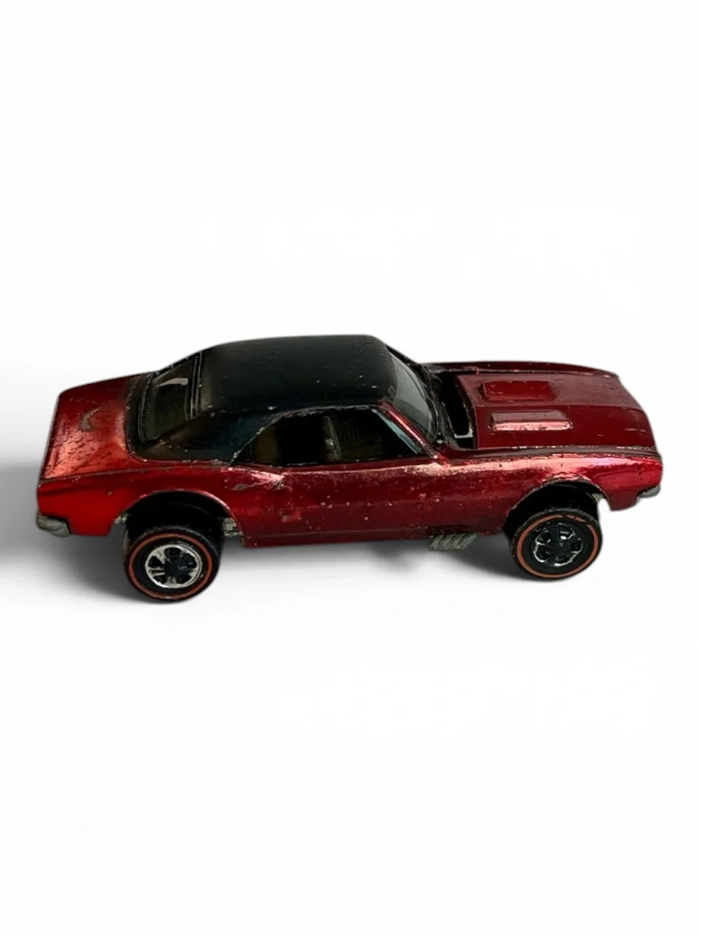 Vintage Hot Wheels Redline 1967 Custom Camaro Red w/Black Roof USA